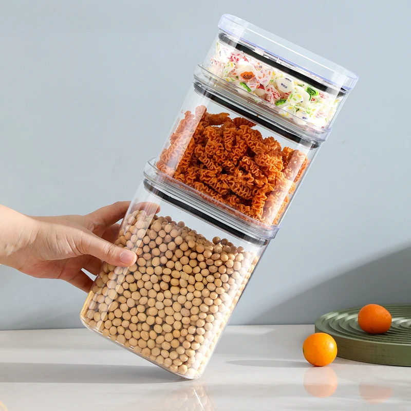 4Pcs Sealed Jars Set Kitchen Multigrain Grain Storage Tank Large Capacity Moisture-proof Transparent Plastic Box Sealed Jar Set 4