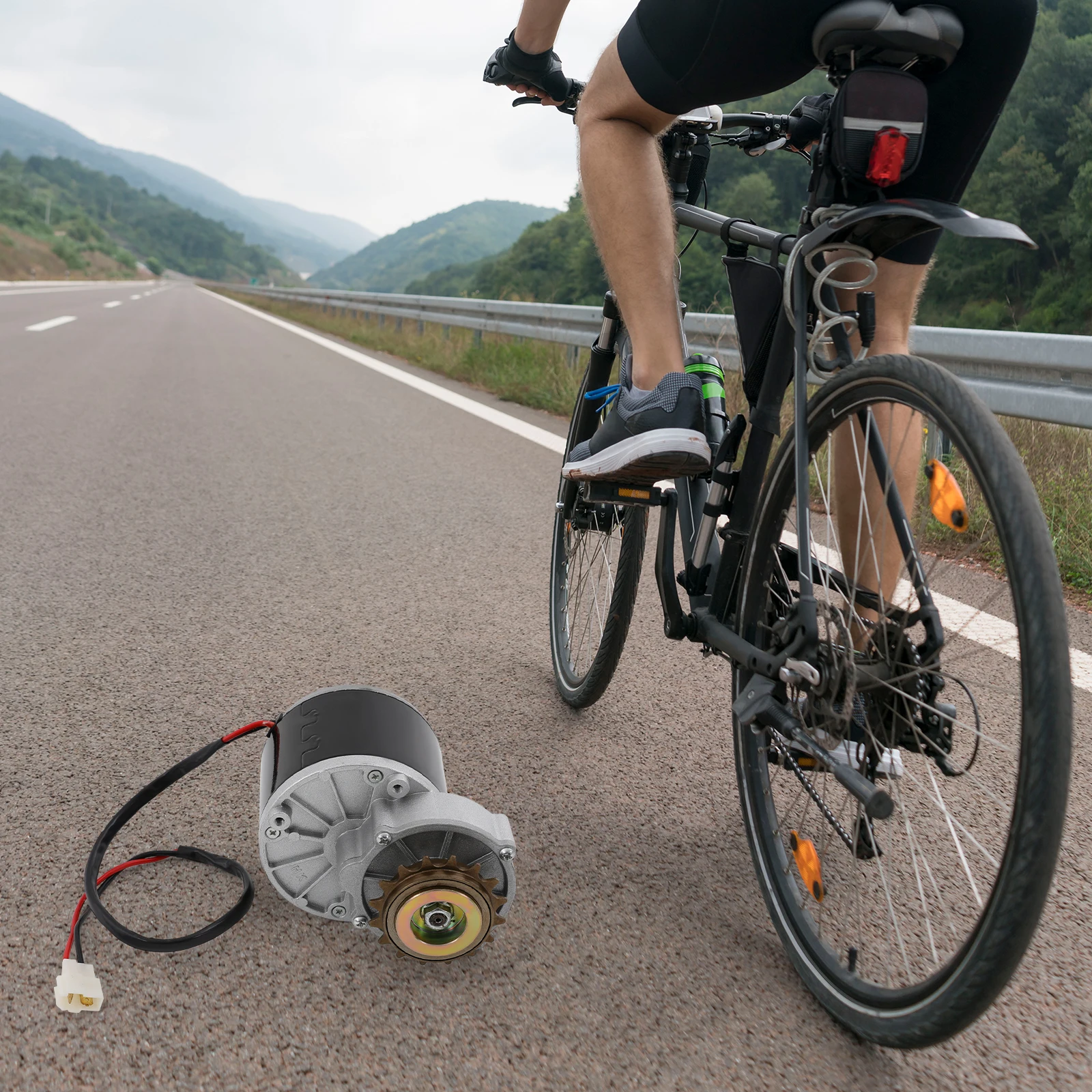 350W Elektrofahrrad-Umrüstsatz, Bürstenmotor mit Schwungrad und Ketten-Daumengashebel, für 16-28 Zoll Fahrrad und Roller – Detail 5