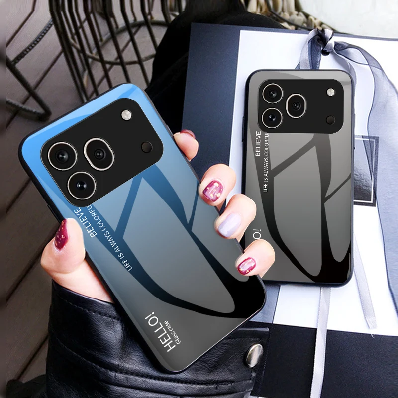 Premium Gradation Tempered Glass Protective Case with Hard Back Bumper