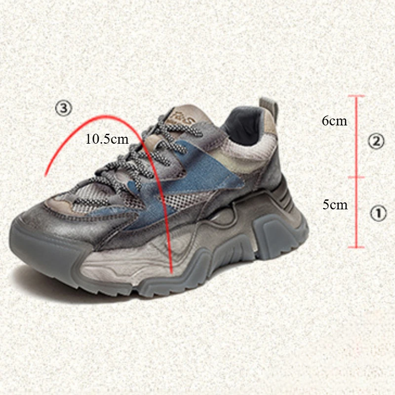 5cm Air Mesh Genuine Leather Flats Women Platform Wedge Summer Fashion Loafer Chunky Sneakers Mixed Color Comfy Shoes Vulcanize 2