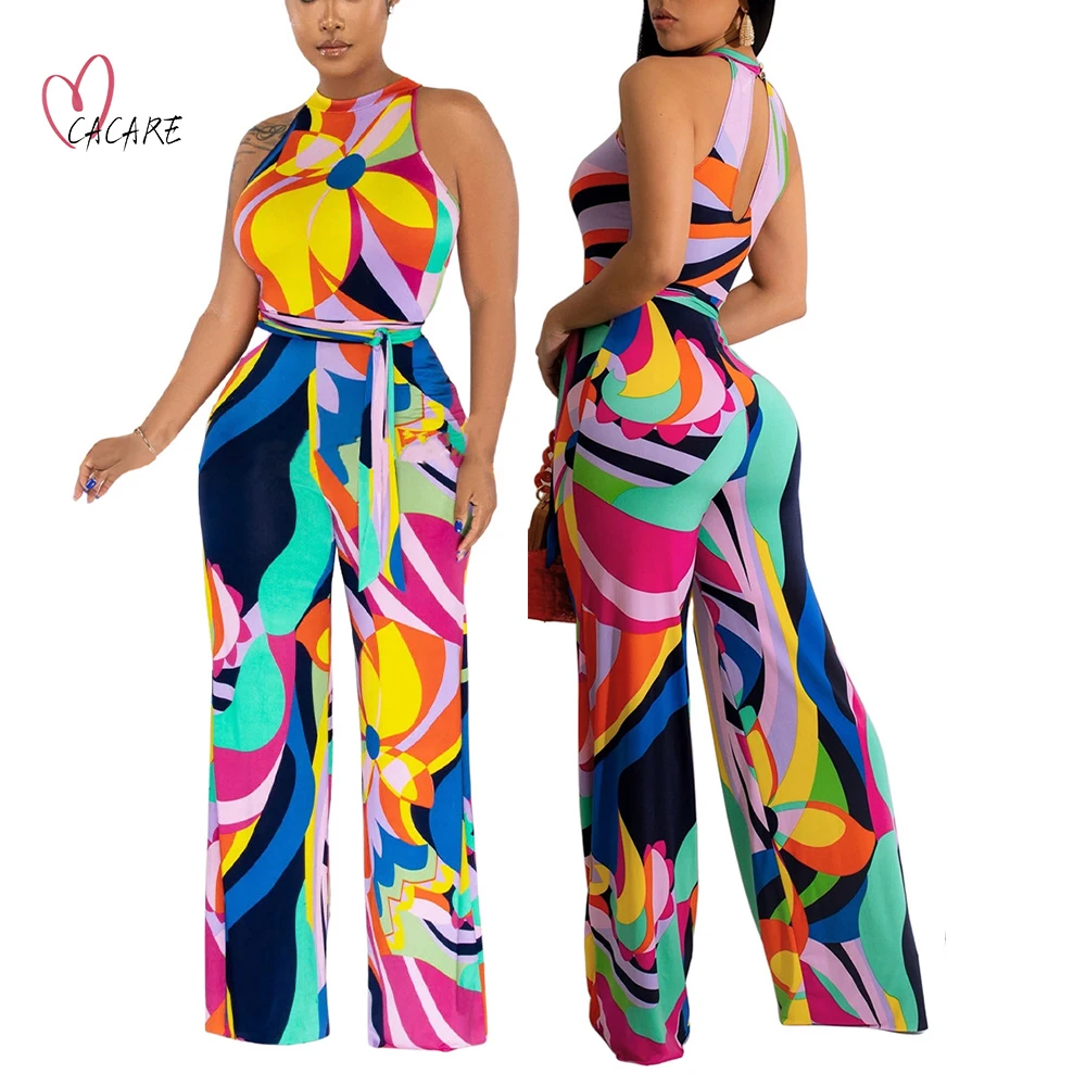 2023 Printing Jumpsuit Women Shinny Romper Bodysuit Playsuit Bodies Ladies Overalls F0215