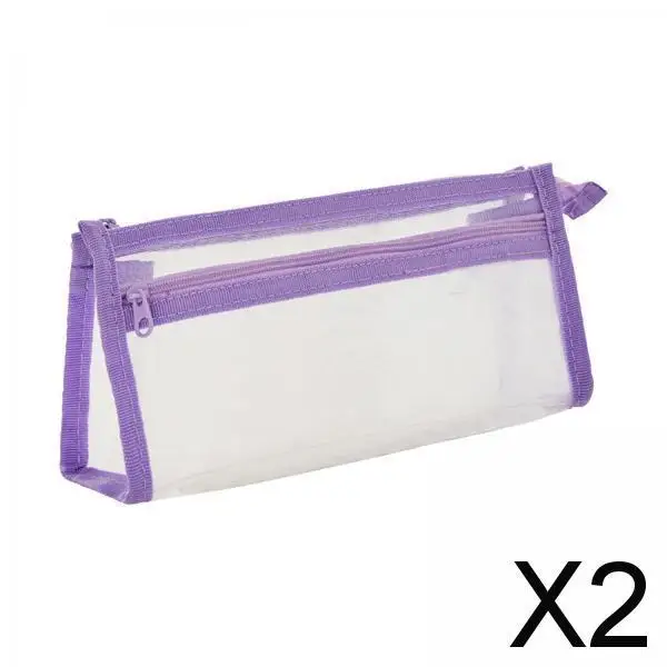 

2X Pencil Storage Pouch Transparent for Stationery Office Travel Makeup