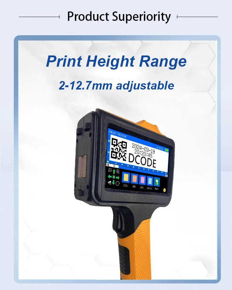 1790PLUS 12.7mm Handheld Printer Text QR Barcode Batch Number Logo Date Label Pr