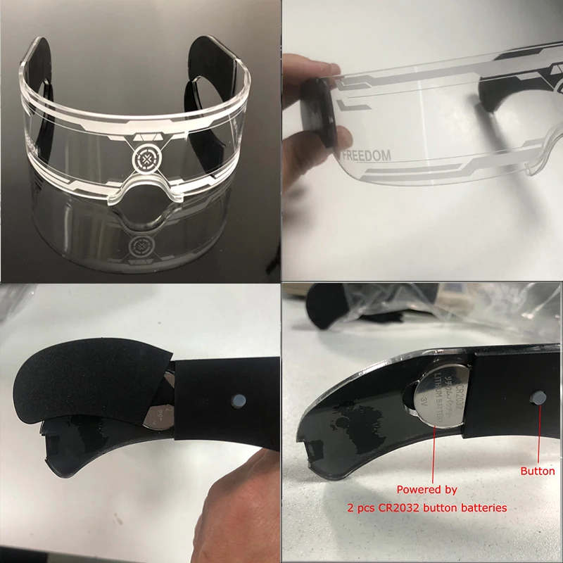 2026 Beliebte Leuchtende Futuristische Brille LED Neon Acryl-Brille Leuchtende Cyberpunk Bar-Party-Brille Geburtstags-Club-Requisiten – Detail 14