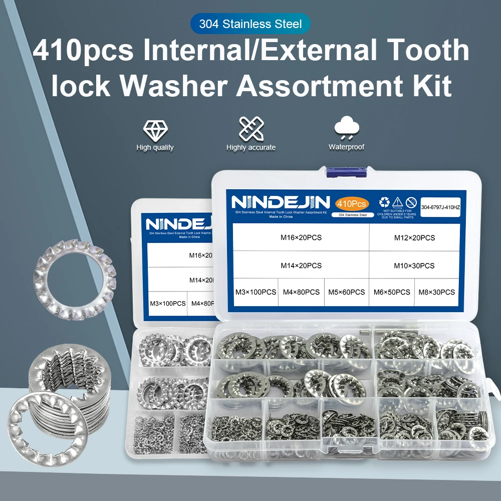 nindjin kit de arruela bloqueio dental aco inoxidavel com trava estrela 01