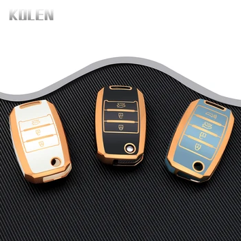 3 4 pulsanti TPU Car Flip Key Case Cover per KIA RIO 3 K2 K3 K4 K5 Sportege Picanto Optima Soul Ceed Sorento Forte Stinger Cerato - 3 4 pulsanti TPU Car Flip Key Case Cover per KIA RIO 3 K2 K3