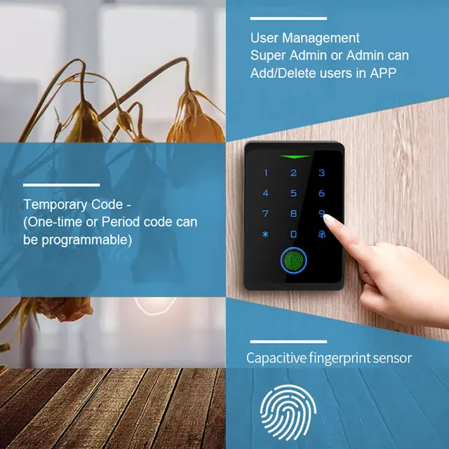 Tuya WIFI Fingerprint Access Control Kits Security Protection Waterproof Outdoor Keypad Door Opener Rfid Digital Electronic Lock 2