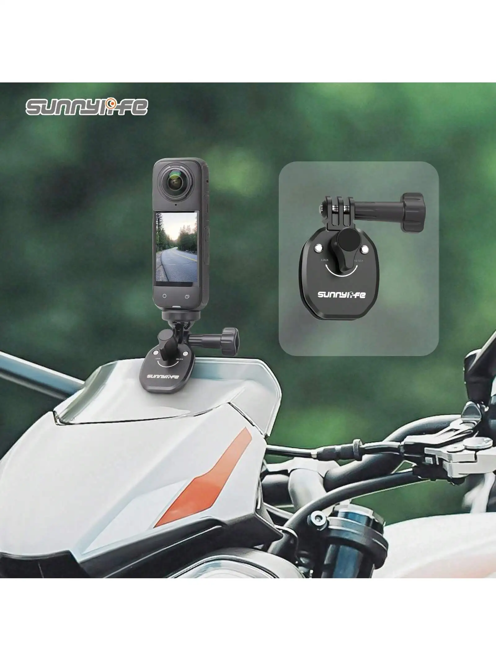 Potente staffa per action camera CNC per GoPro/Insta360 compatibile con motocicli Adventure e biciclette sportive