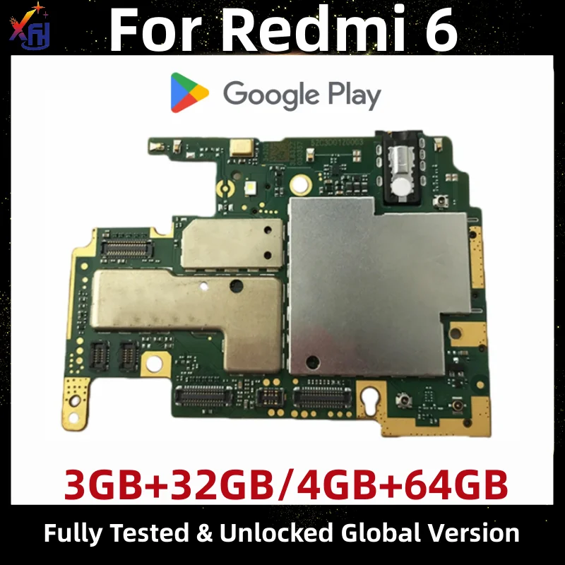 

Mainboards for Xiaomi Redmi 6 M1804C3DG, Mainboard, Original Motherboard, 32GB, 64GB, Fully Working