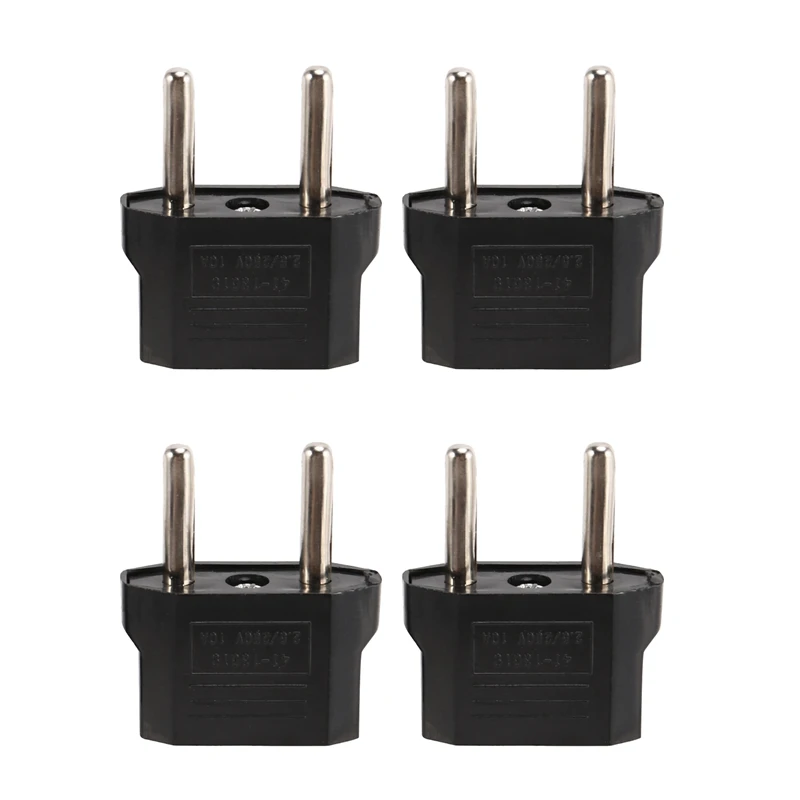 4 X Converter Plug Adapter American To European Current Plug Black