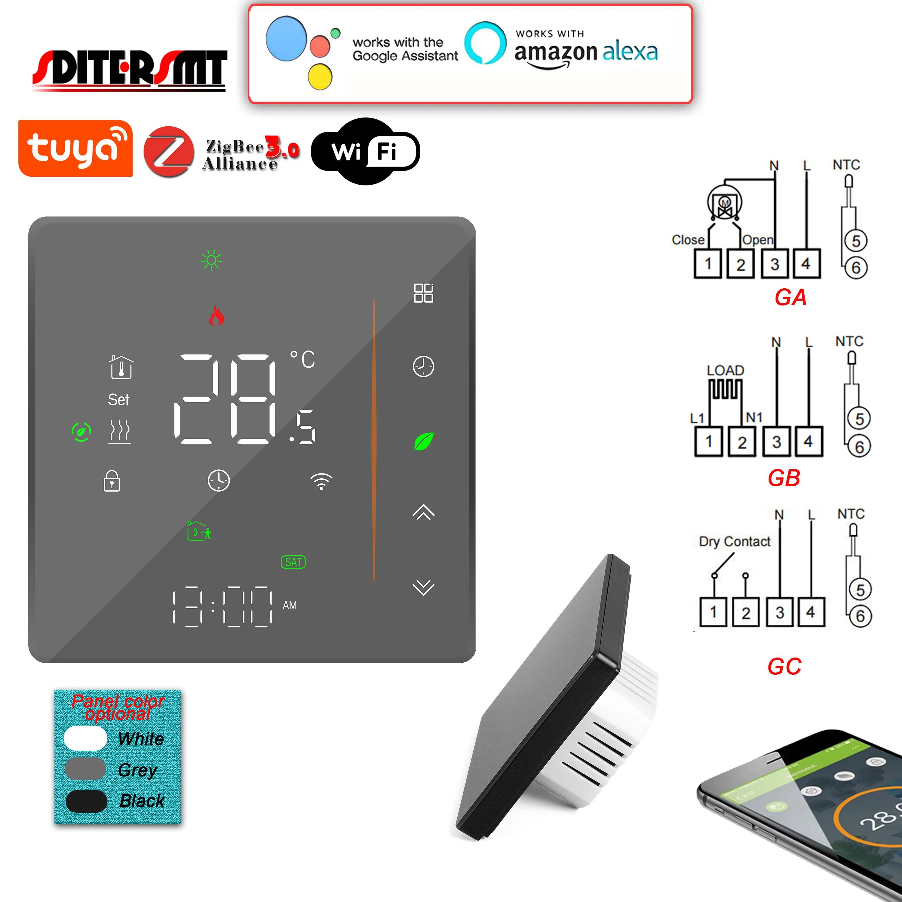 Zigbee Wifi Doppio Sensore Termostato Di Riscaldamento Per Tuya App Relè Elettrico/Valvola Nonc/Interruttore Di Contatto A Secco Sistema Hvac Residenz