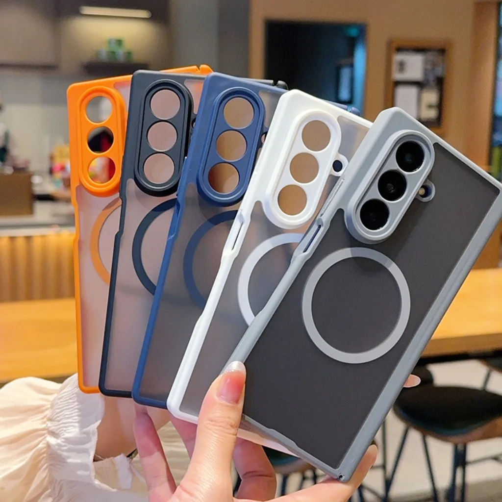 Matte Translucent Magnetic Phone Case with Full Hinge Protection