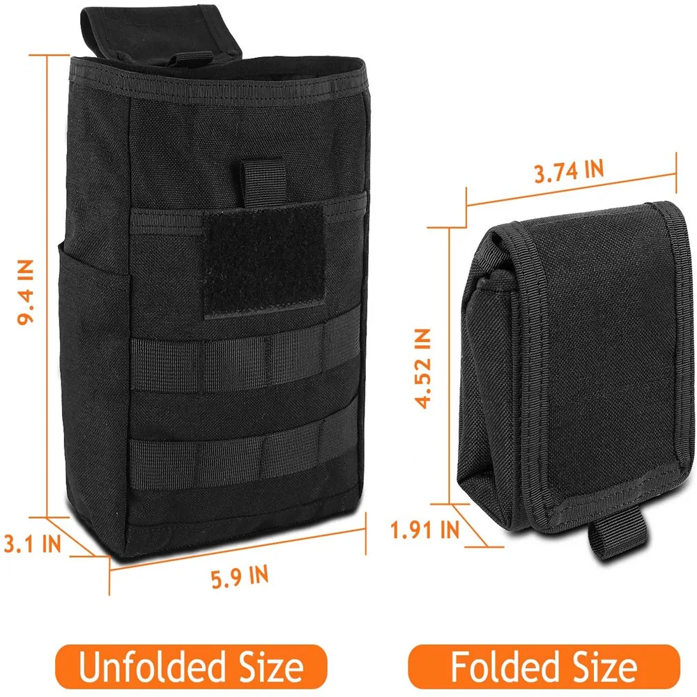 Foldable Tactical Molle Dump Drop Pouch Folding Waist Pack Outdoor Hunting Utility EDC Tool Recovery Airsoft Ammo Magazine Bag