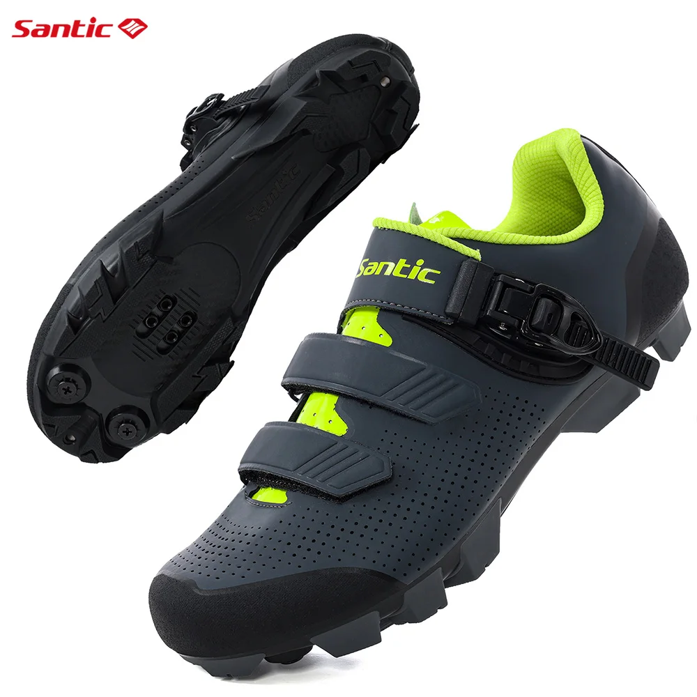 Santic Mountain Bike Cycling Shoes Fits SPD Pedal Men's Professional Self-locking Bicycle Shoes Outdoor MTB Road Riding Sneakers