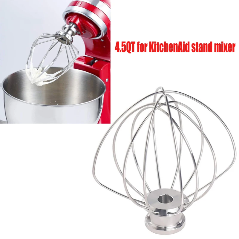 

K45WW KitchenAid Stainless Steel Whisk Whip Mixer Flour Cake Food Balloon Whisk 4.5QT Fits Mixers Egg Cream Kitchen Tools