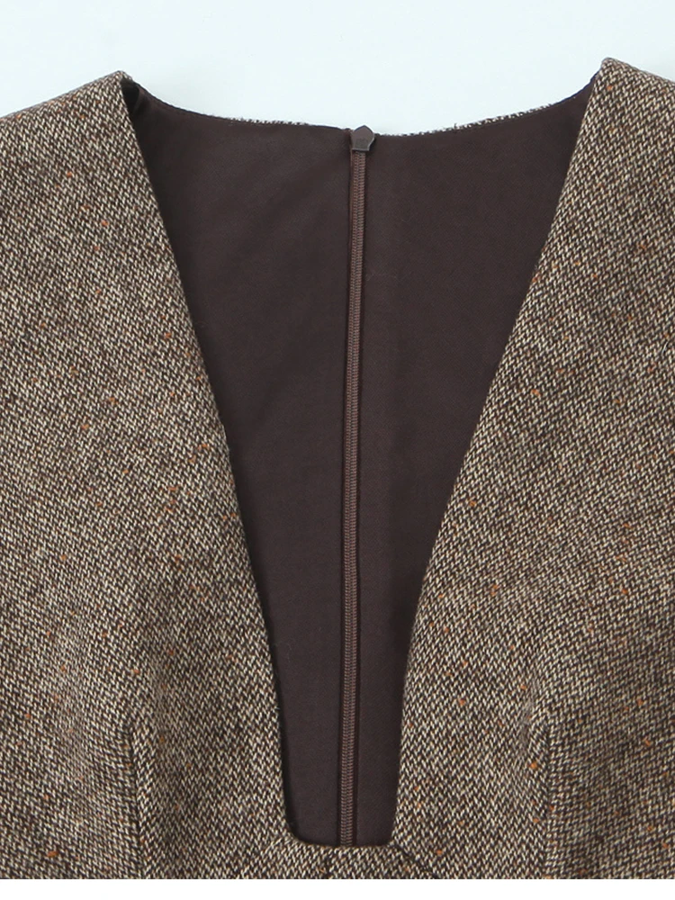 Women Short Dress 2025 Autumn Winter New Sexy Mini Dress Sleeveless Deep V neck Simple Elegant Woman Party Dresses