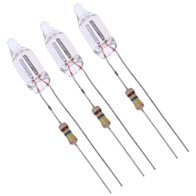20PCS Neon Indicator Lamps With Resistance Connected To  220V 4.2*0.5cm Neon Glow Lamp Mains Indicator-Red Light 4