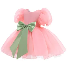 

Toddler Baby Girl Dress Big Bow Mesh Puff Sleeve Dress for Girls Birthday Party Wedding Dress Baby Clothes Tutu Fluffy Gown