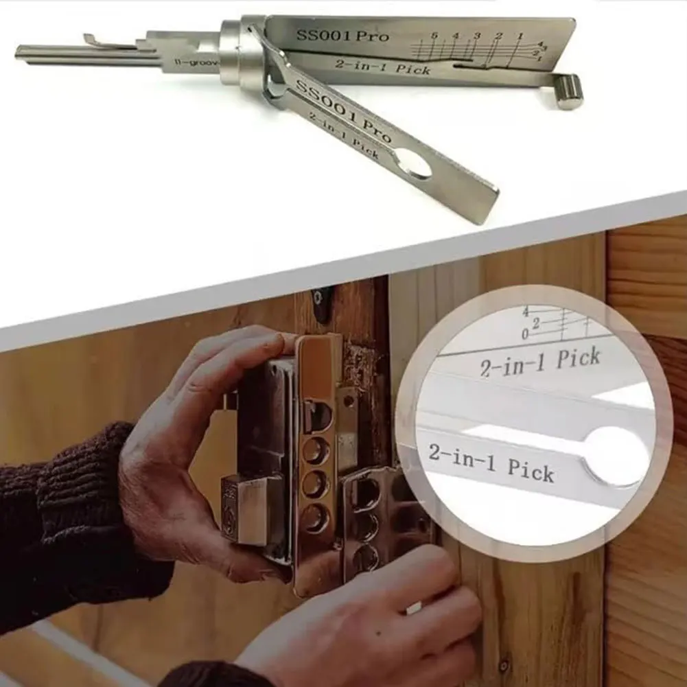 Master Key Decoder Lock Picking Tool, 2-in-1 RVS Master Key Decoder, Lock Picking Kit, Key Decoder Lock Pick, Professionele Slotenmaker Tool voor Home Deur Auto Reparatie Onderhoud
