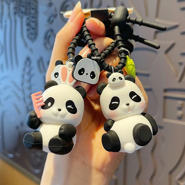 Cartoon Rabbit Hair Band Comb Panda Key Chain Cute Backpack Panda Eat Bamboo Shoots Panda Doll Couple Keychain Toy Bag Pendant