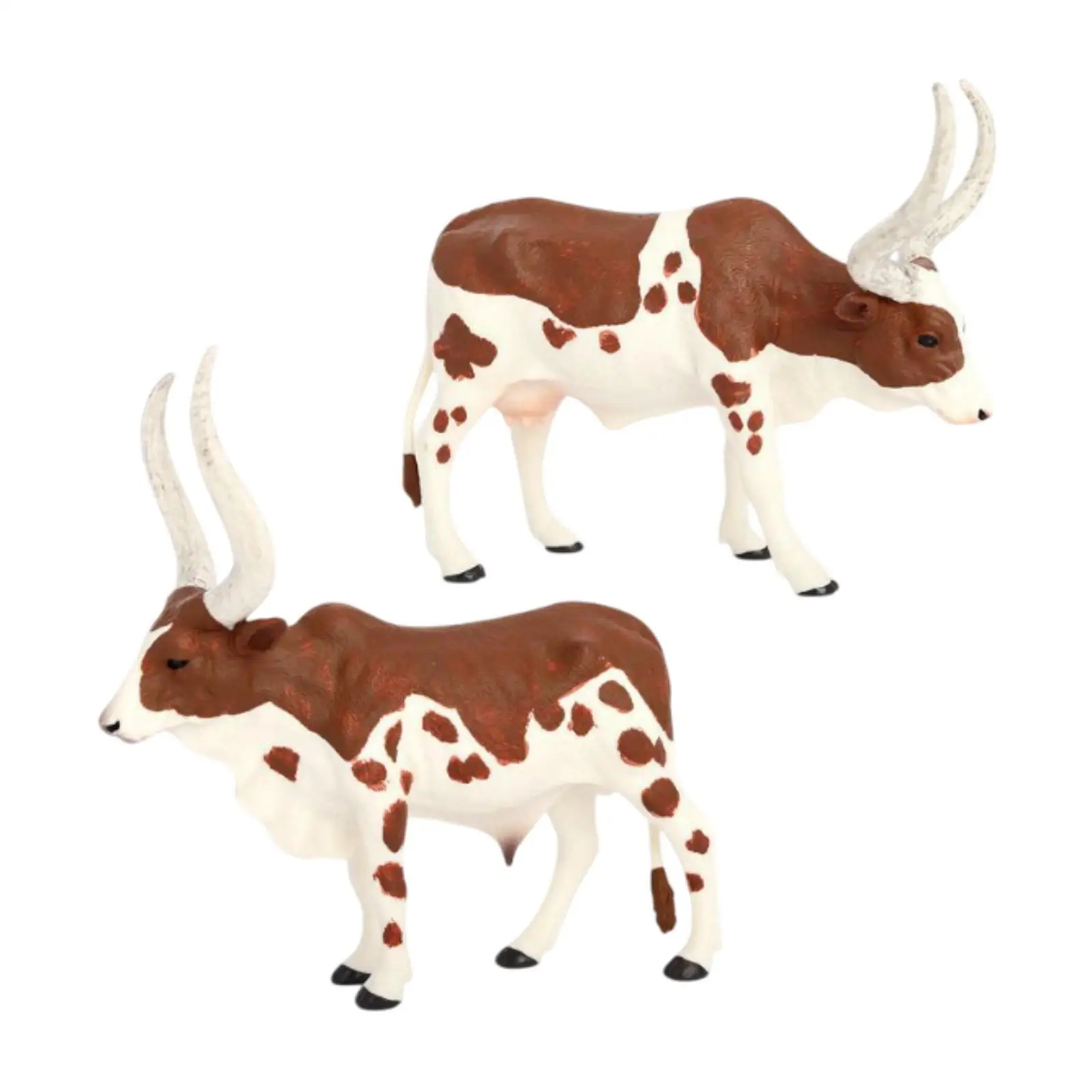 2x Educational Animal Model Bull Cow Figure Preschool Small Animal