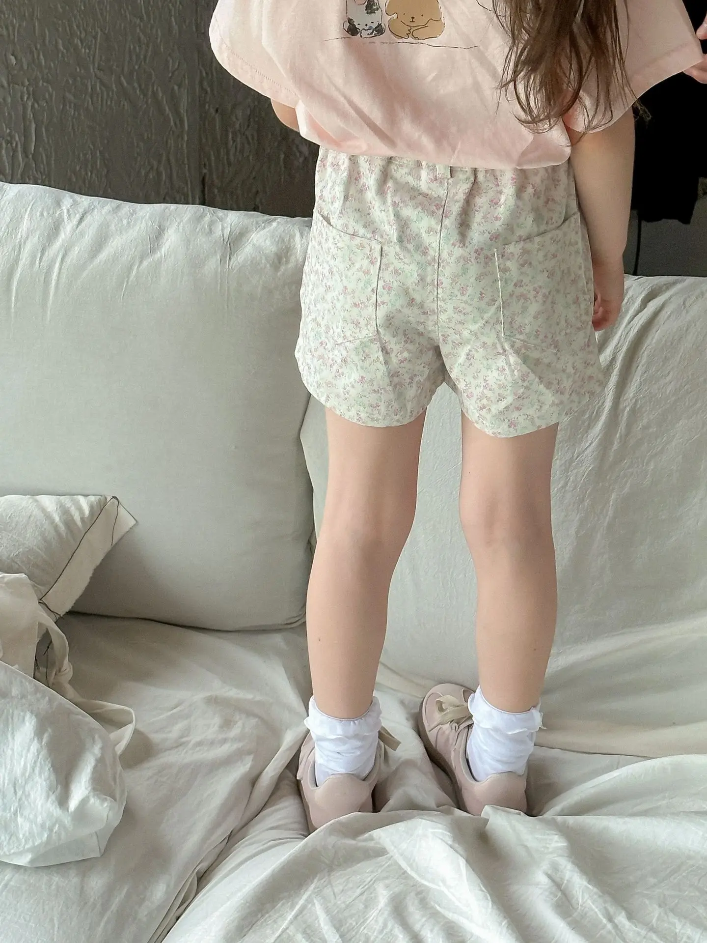 Summer Girls Shorts Cute Heart Print Children Floral Shorts Cotton Baby Girl Casual Clothes Kids Short Pants