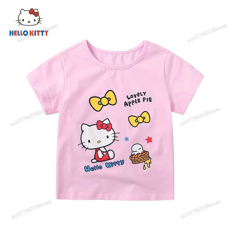 

Hello Kitty Hello Kitty Children's Clothing Girls' Foreign Summer New Cotton Crew Neck T-Shirt Cartoon Children's Casual Short