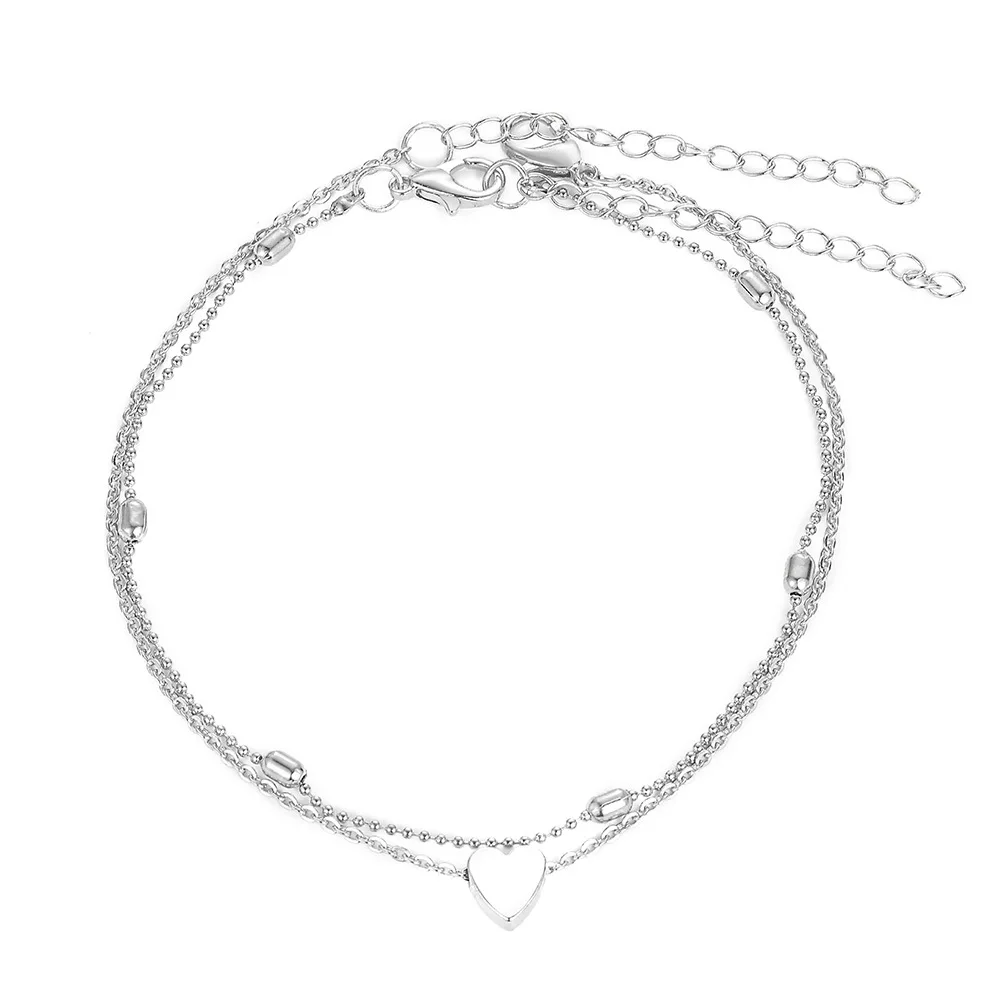 Boho Classic Love Heart Shape Bracelet Anklet Charms Tassel Sexy Leg Chain on Foot Chain Modern Women Beach Jewelry