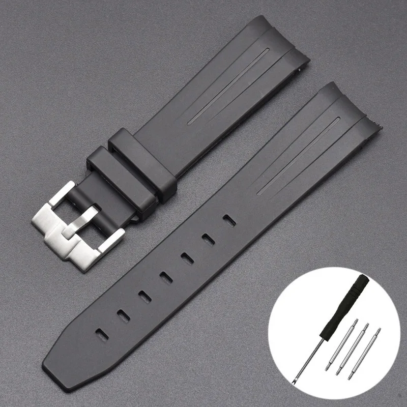 20mm Curved End Waterproof Rubber Sports Watch Strap