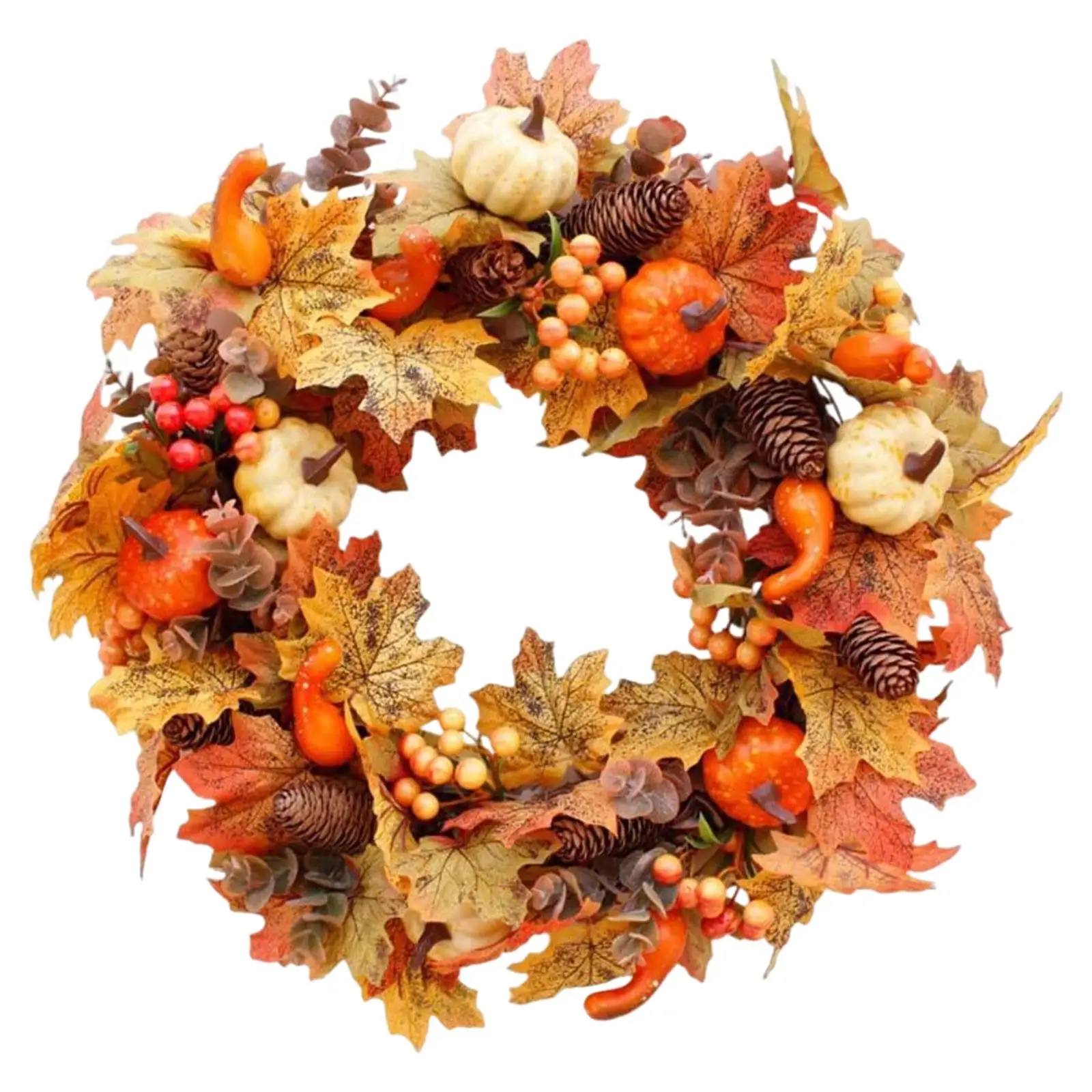 Artificial Fall Pumpkin Wreath Decor Hanging Harvest for Wedding Indoor Door