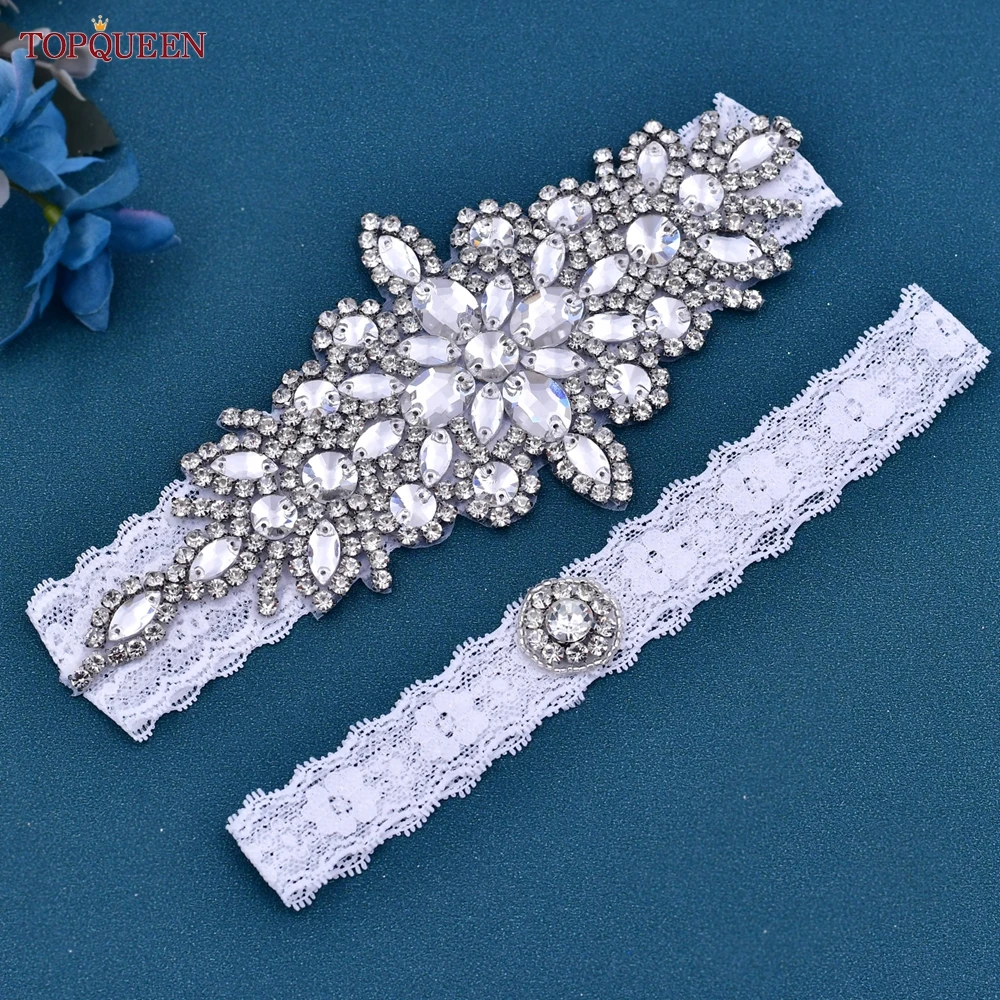 Soft Sexy Wedding Bridal Garters Belts Women Girl Diamond Lace Elastic Leg Ring Party Evening Home Cosplay TOPQUEEN THS01