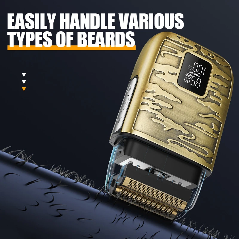 Kemei KM-870 남성용 전기 금속 면도기 LED 디스플레이 조절 가능한 속도 USB 전기 면도기 헤어 면도기
