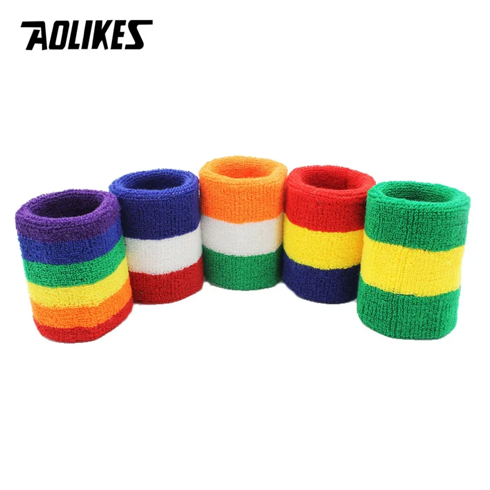 AOLIKES Wrist Sweatband Tennis Sport Wristband Volleyball Gym Elastic Wrist Brace Support Sweat Band Towel Bracelet Protector