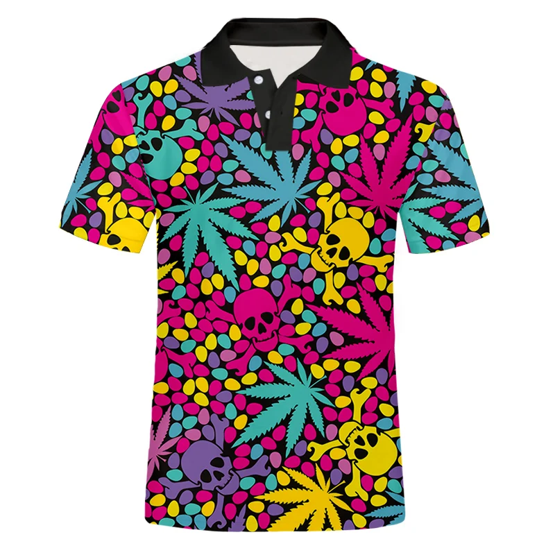

OGKB Hip Hop 3D Polos T Shirt Cool Colorful Leaves Print Men's Shirts Summer Weeds Animal Short Sleeve Harajuku Top Drop Ship