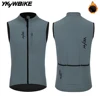 YKYWBIKE Men Cycling Gelit Thermal Fleece Bicycle Windbreaker Sleeveless Bike Vest Windproof Waterproof Cycling Windshield 1
