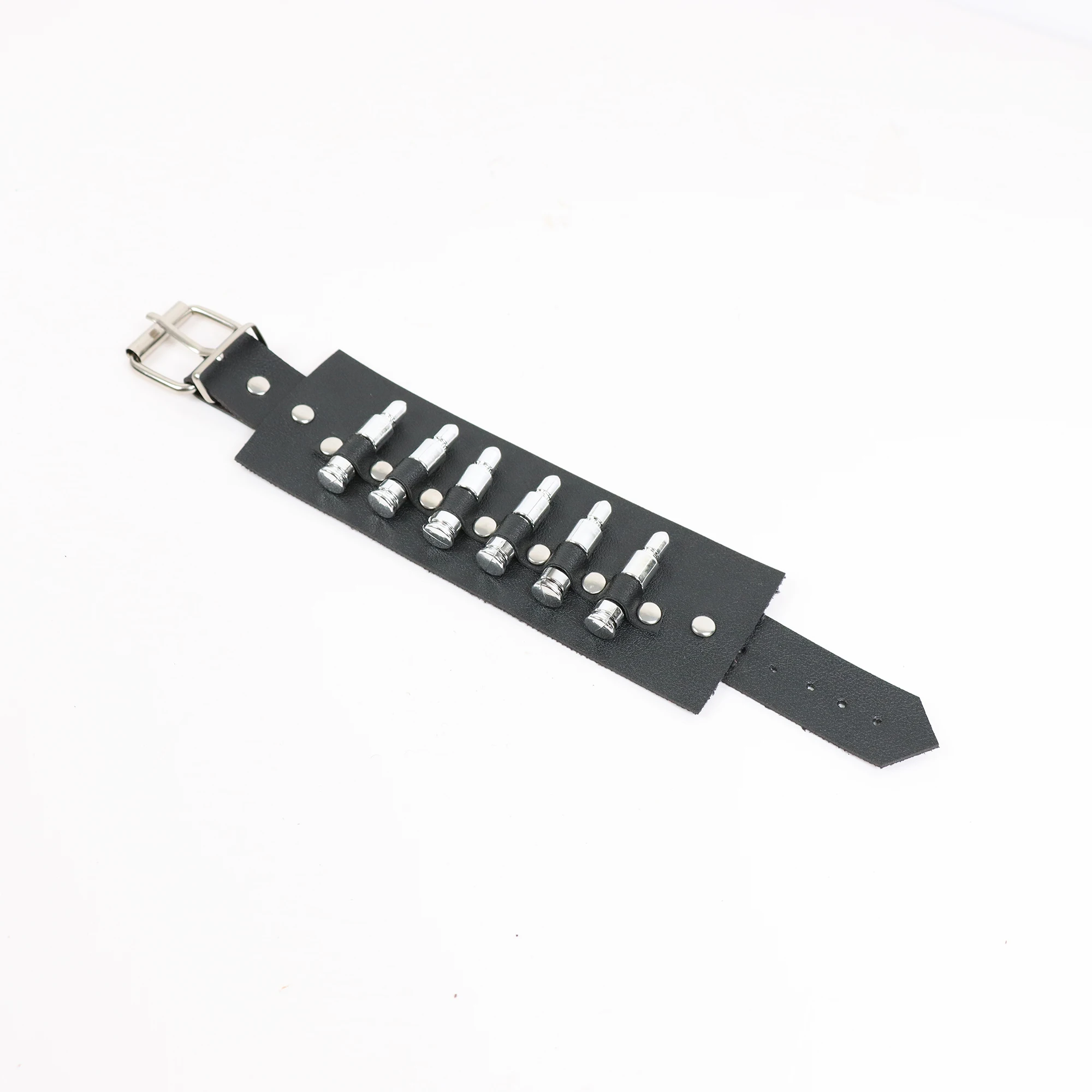 Mens Gothic Bullet Bracelet Punk Hip Hop Bracelet PU Leather Wristband Hand Suitable For Party Role Play
