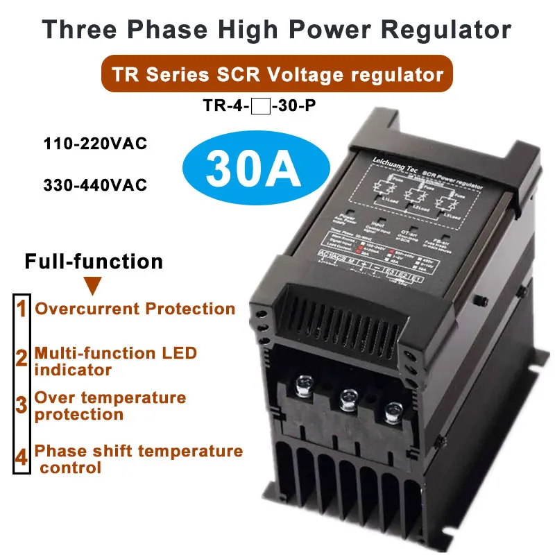 

TR Series 3 phase 30A 110V 220V 330V 440VAC SCR High Power Controller Voltage Regulator 4-20ma, 0-10v,1-5v