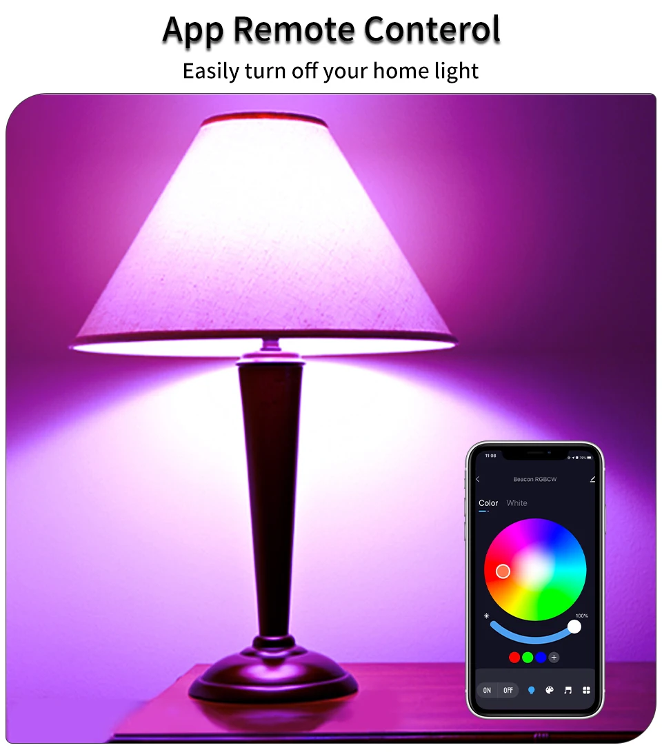 Tuya Smart LED Birne E27 APP Steuerung Dimmbare Licht Bluetooth RGB Lampe 220V Schlafzimmer Dekoration Party Beleuchtung Smart Leben – Detail 8