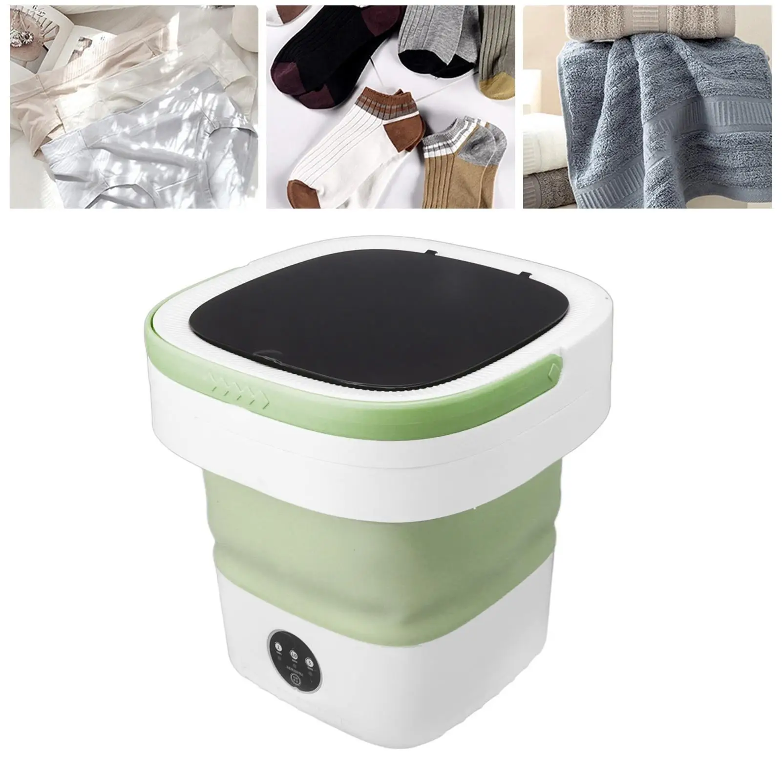 Compact 7.5L Foldable Portable Washer with Soft Tumble Dry-Space-Saving Mini Bucket for Dorms & Easy Installation