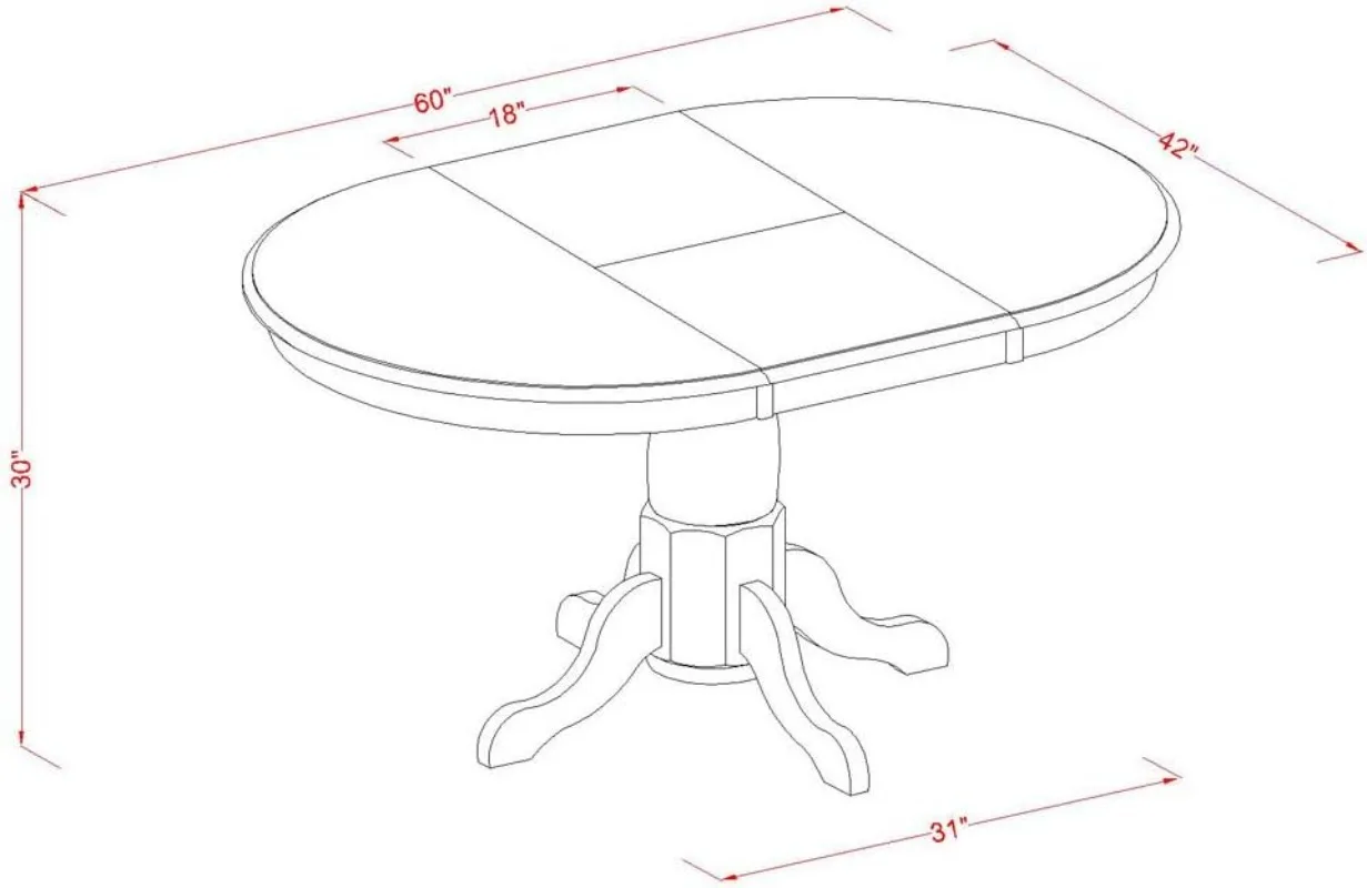 Description Picture 6 of item7 Piece Set Consist of an Oval Wooden Table with Butterfly Leaf and 6 Dining Room Chairs 42x60 Inch