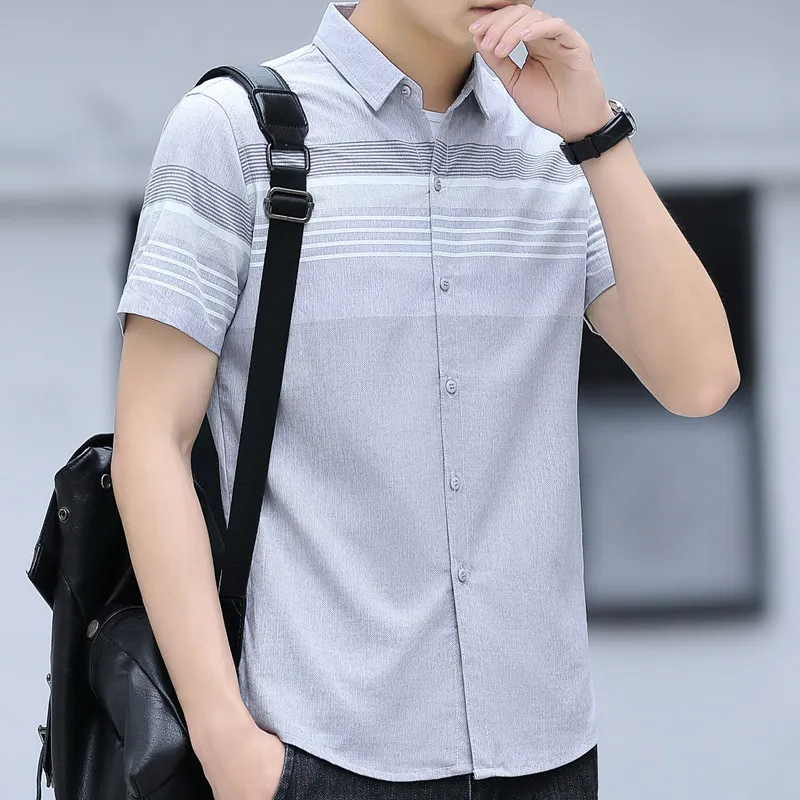 Blouse Streetdress Summer Fashion Shirts Korean Popular Clothes Streetwear Male Men's Clothing Long Sleeve Hombre Smart Casual