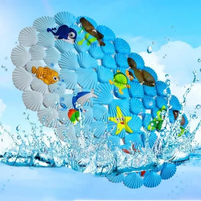 Tapis de bain antidérapant en PVC, 38x68cm, dessin animé mignon, pour douche, baignoire, avec ventouse, coussin de Massage doux, pour enfants et personnes âgées 6