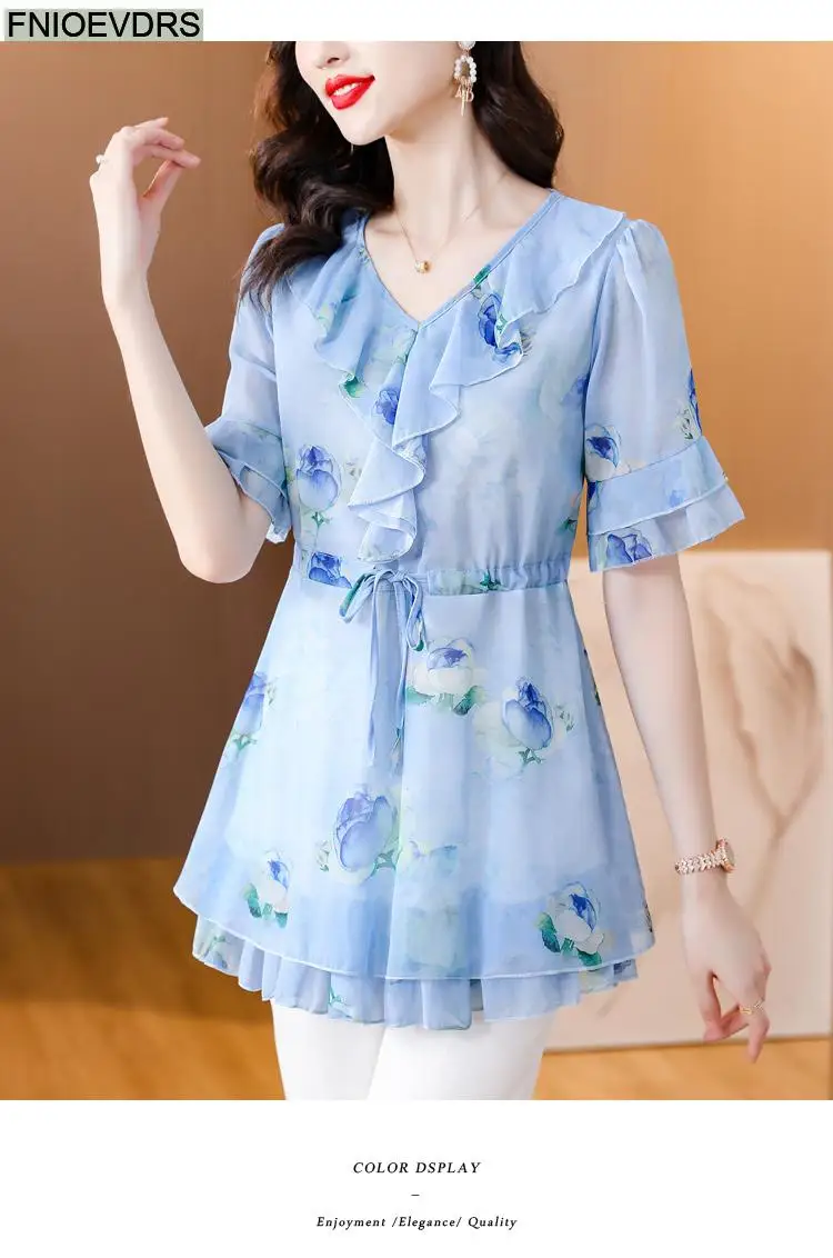 L-5XL Loose Clothes 2023 Women European Fashion Elegant Office Lady Work Ruffles Shirt Casual Tunic Peplum Tops And Blouses