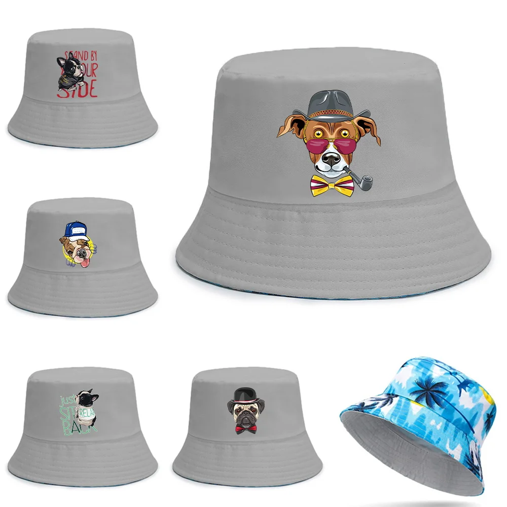 

Summer Cotton Cute Dog Print Outdoor Hip Hop Foldable Bob Fisherman Casual Travel Gorros Panama Fashion Hip Hop Visor Beach Hat