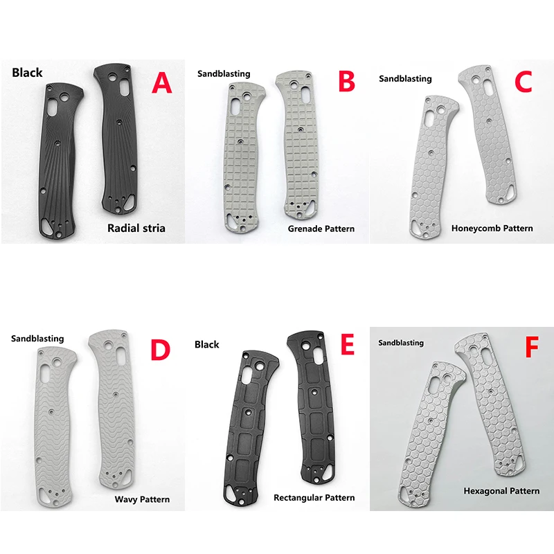 

6 Pattens Aluminium Alloy Folding Knife Scales Handle Patches for Benchmade Bugout 535 Knives Shank Grip DIY Make Repair No-Slip