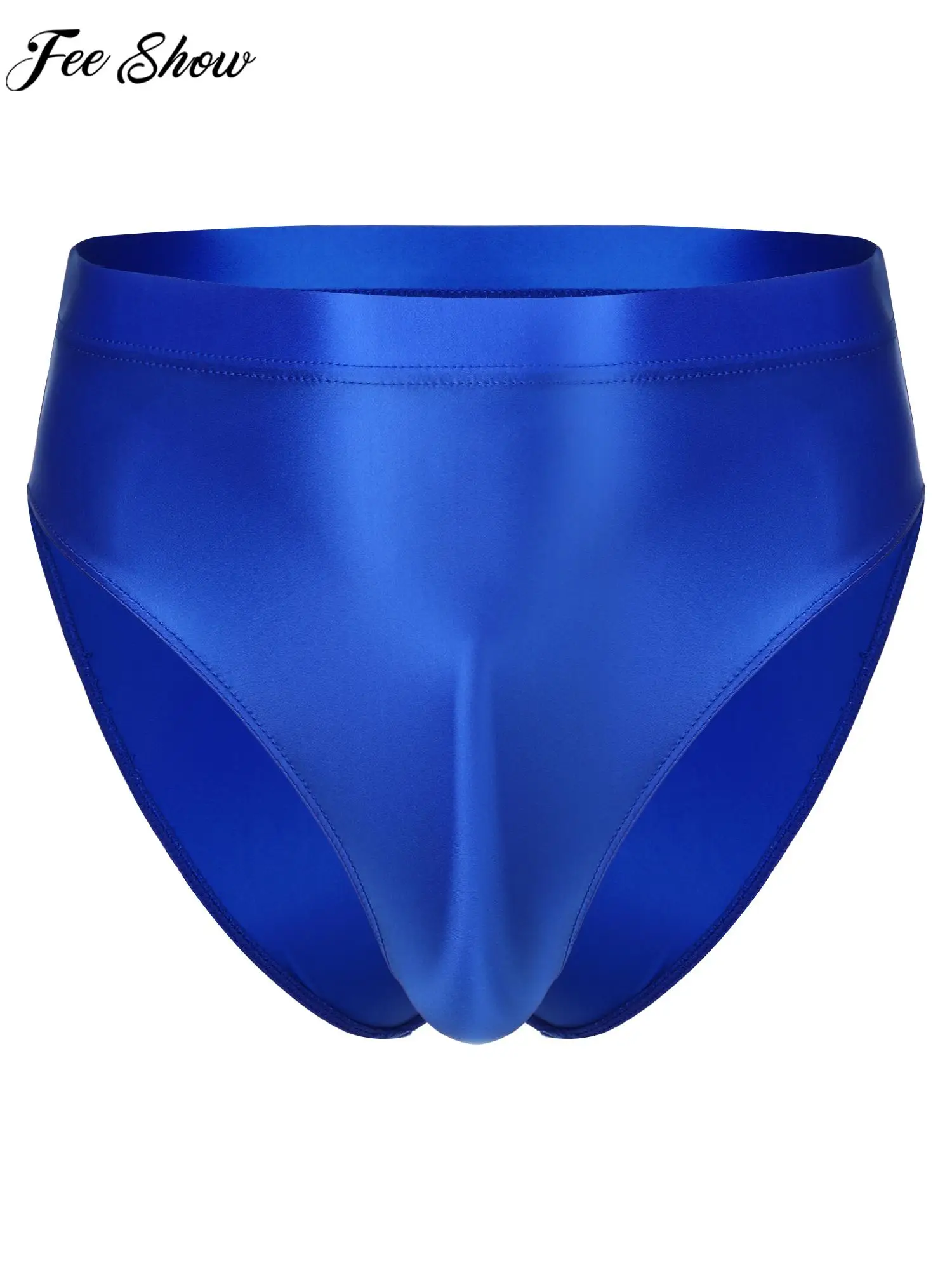 

Men Glossy High Waist Briefs Underwear Swimwear Solid G-string Underpants Swimsuit Bottom Bathing Suit for Pool Beach Sunbathing