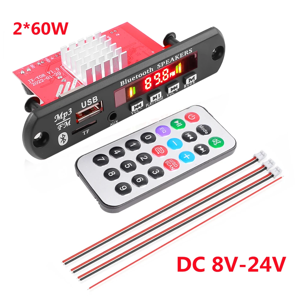 Kebidu 2*15/20/25/40/60W Amplifier 12V MP3 WMA WAV Decoder Board Bluetooth5.0 Wireless Music Audio Modul USB TF FM Radio For Car2*25W DC6v-18v2*20W 6-12V2*40W 7-24V microsoft zune MP3 Players