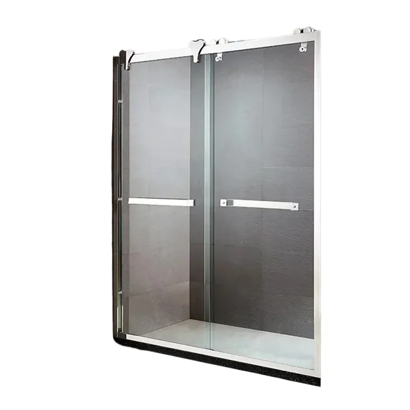 Freestanding Rectangular Stainless Steel Frames Sliding Track Bathroom Waterproof Glass Shower Room With Sliding Door