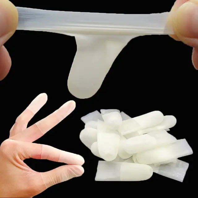 100PCS Latex Disposable Finger Cover Nail Art Tool Transparent Frosting Anti-static Finger Cots Comfortable Protector 1