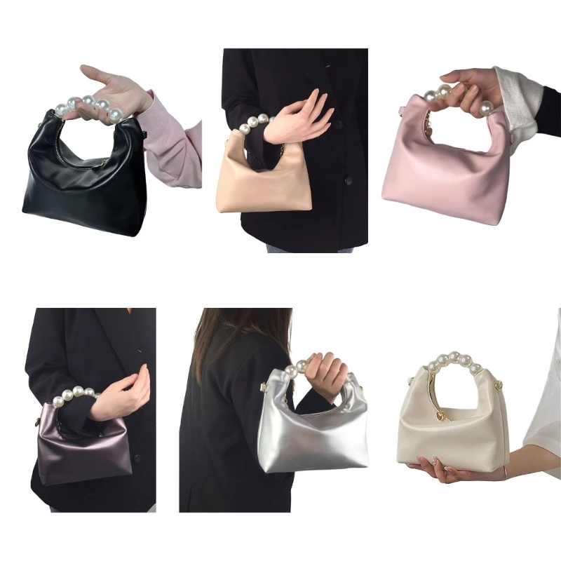 

Женская вечерняя сумка через плечо из искусственной кожи, кошелек с жемчужной ручкой и цепочкой